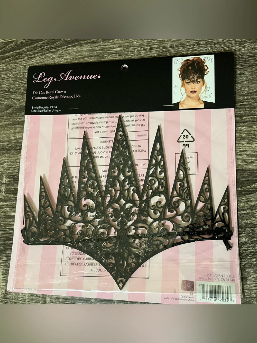 Leg Avenue Black Die Cut Royal Crown - Elegant Gothic Headpiece
